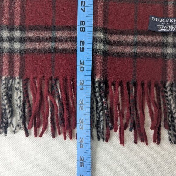 BURBERRY London Classic Nova Check Knit 100% Cashmere Neck Warmer Maroon SCARF - Picture 6 of 7
